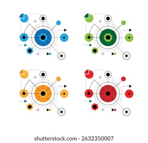 Graphic and Geometric Elements and Shapes Modern Blueprint Design. Digital design resources vector art