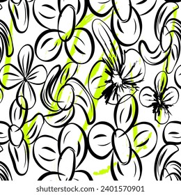 graphic geometric flowers floral color brush line pattern background texture abstract design print