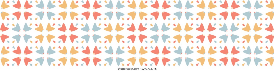 Graphic geometric mosaic check grid. Abstract seamless vector bprder. Trendy coral blue edge trim. Stylish illustration for home decor, gift wrapping or moroccan textile banner ribbon.