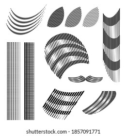 Graphic geometric optical illusions set with lines and dots looks like music waves.
