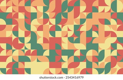 Graphic geometric pattern with clean shapes and mosaic repetition. Ideal for posters, backgrounds, and seamless textile designs with trendy, modern style.