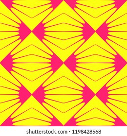 graphic geometric seamless pattern with folding diamond shapes in pink yellow