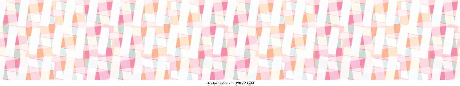 Graphic geometric woven lattice surface . Abstract seamless vector border. Trendy urban coral edge trim print. Stylish illustration for home decor or modern textiles structure banner ribbon.