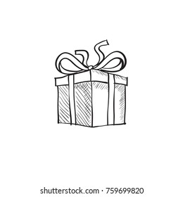 graphic gift box with ribbon. vector illustration