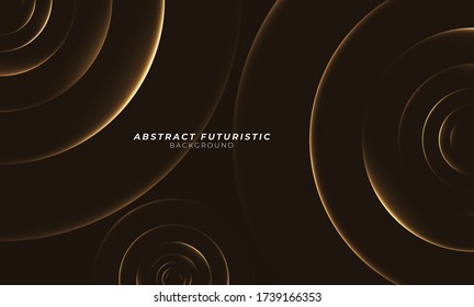 Graphic gold circles seamless pattern. Abstract futuristic art wallpaper. Vector illustration.