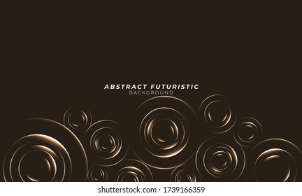 Graphic gold circles seamless pattern. Abstract futuristic art wallpaper. Vector illustration.