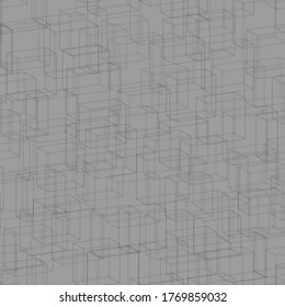Graphic Gray Tiles Seamless Pattern, 3D Illustration