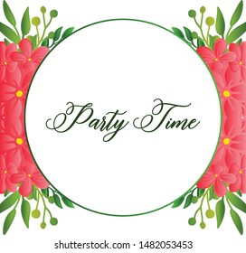 Graphic of green leafy flower frame, for elegant card of party time. Vector