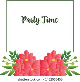 Graphic of green leafy flower frame, for elegant card of party time. Vector