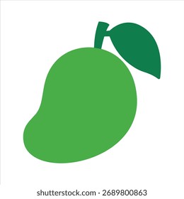 Gráfico de uma manga verde com folhas e caule em um fundo branco