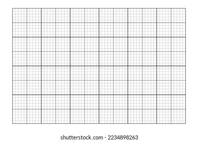 Graphic grid page template. Chequered worksheet sample for college notebook, office work, memos, drafting, plotting, engineering or architecting measuring, cutting mat. Vector illustration
