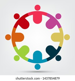 Graphic Group Connection Logo.Eight People In The Circle.logo Team Work