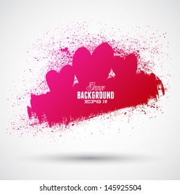 Graphic grunge hearts, ink splatter vector.