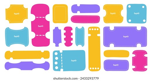 Marcos gráficos dibujados a mano y entradas con trazos, fondos para frases, pegatinas de fondo y etiquetas coloridas. Ilustración vectorial, conjunto de elementos de diseño.
