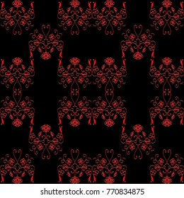 Graphic hand drawn red rose flower seamless pattern design wallpaper textile, fabric repeating background design for all web and print purposes