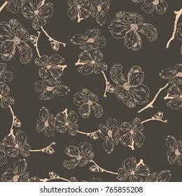Graphic hand drawn rose flower seamless pattern design textile, fabric repeating background design for all web and print purposes