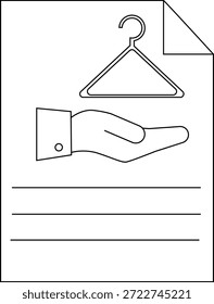 Gráfico de una mano que presenta una suspensión en un documento con líneas de texto