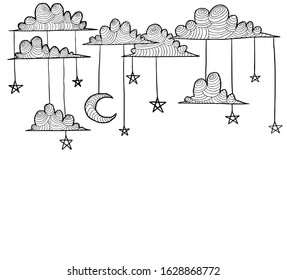 Graphic hand-drawing for the design of postcards.