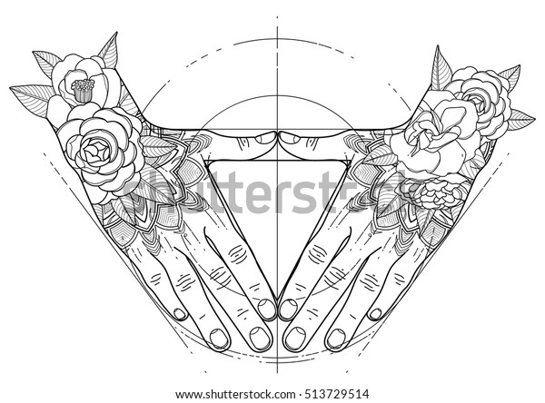 Graphic Hands Folded Shape Triangle Sacred Stock Vector (Royalty Free ...