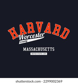graphic, Harvard Sport wear typography vintage tee shirt  print, 