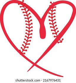 Graphic Heart Baseball on a White background