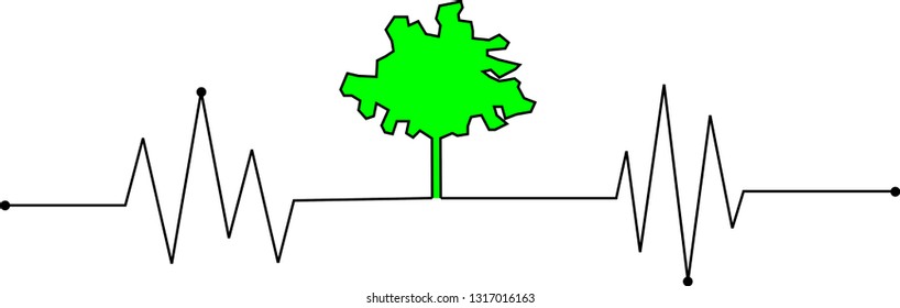 graphic of heart beat with tree image