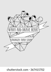 Graphic heart on a white background. Monochrome text love. Good for greeting cards, posters for the interior, printing on T-shirts, tattoo.