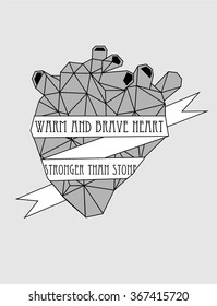 Graphic heart on a white background. Monochrome text love. Good for greeting cards, posters for the interior, printing on T-shirts, tattoo.