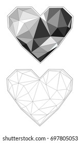Graphic heart from the polygon. For laser cutting