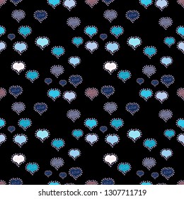 Graphic hearts love on neutral, blue and black colors. Seamless love pattern with cute lettering calligraphy text and hearts, envelopes, doodles. Hand drawn illustration in cartoon style. Vector.