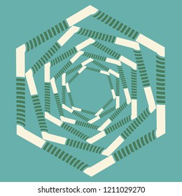graphic hexagonal tunnel symbol in blue green shades
