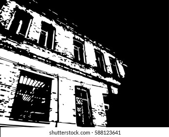 graphic house with windows Vector