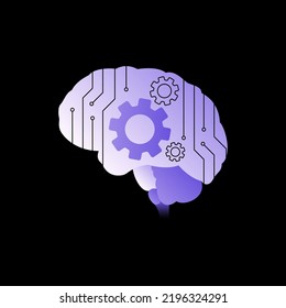 Cerebro humano gráfico. Elemento de inteligencia artificial. Ilustración del vector
