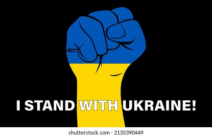 Graphic of a human fist in the colors of the flag of Ukraine. The concept of resistance. The strength of the Ukrainian people. War between Russia and Ukraine. Solidarity with Ukraine