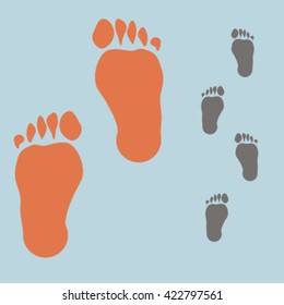 Graphic of human footprint in blue background.