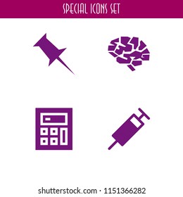 graphic icon. 4 graphic set with brain, pin, healthcare and medical and technological vector icons for web and mobile app