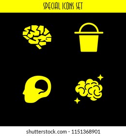 graphic icon. 4 graphic set with brain and healthcare and medical vector icons for web and mobile app