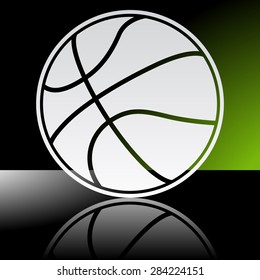 Graphic icon of basketball ball with reflection