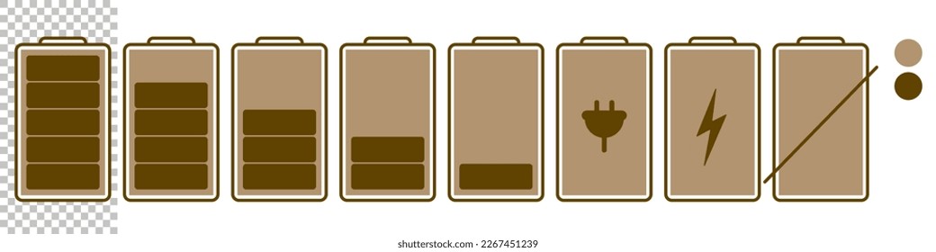 Graphic icon of battery with different levels of energy. Flat icon for user interface of electronic devices Green recycling energy concept Geometric symbol of mental personal energy Element isolated
