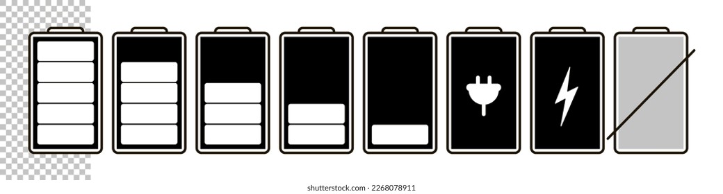 Graphic icon of battery with different levels of energy. Flat icon for user interface of electronic devices Green recycling energy concept Geometric symbol of mental personal energy Element isolated
