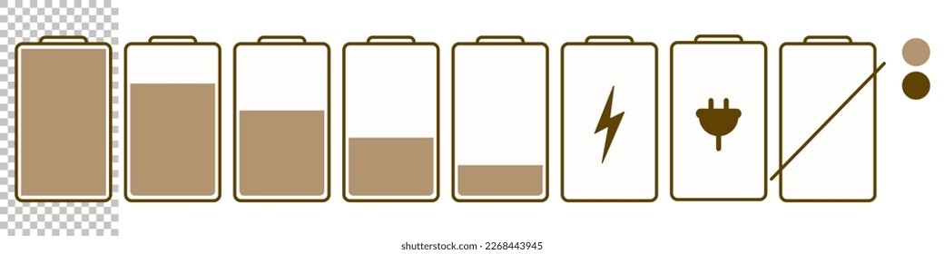 Graphic icon of battery with different levels of energy. Flat icon for user interface of electronic devices Green recycling energy concept Geometric symbol of mental personal energy Element isolated
