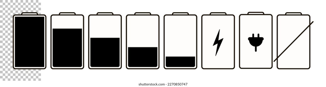 Graphic icon of battery with different levels of energy. Flat icon for user interface of electronic devices Green recycling energy concept Geometric symbol of mental personal energy Element isolated
