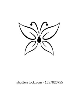 Graphic icon of butterfly, Butterfly tattoo isolated on white background,