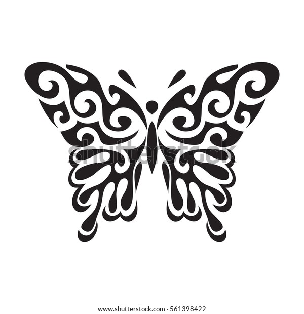 蝶のグラフィックアイコン 白い背景に蝶のタトゥー ベクター画像 のベクター画像素材 ロイヤリティフリー