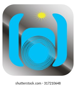 graphic icon with a camera on a white background
