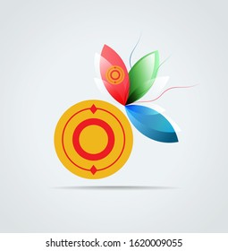 Graphic icon with the coat of arms and flag of Chulyms ethnic 