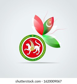 Graphic icon with the coat of arms and flag of Tatars