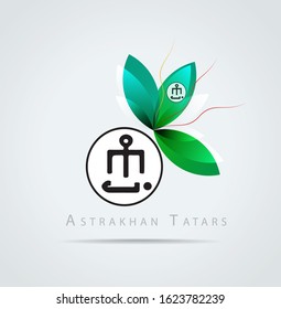 Graphic icon with the coat of arms and flag of Astrakhan Tatars 
