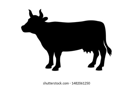 Сow graphic icon. Cow black sign isolated on white background. Cattle symbol. Vector illustration
