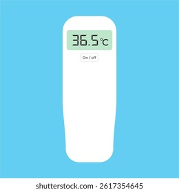 Graphic icon of a digital thermometer, a tool for measuring body temperature, 
used in the medical field for human health. Flat vector illustration.  